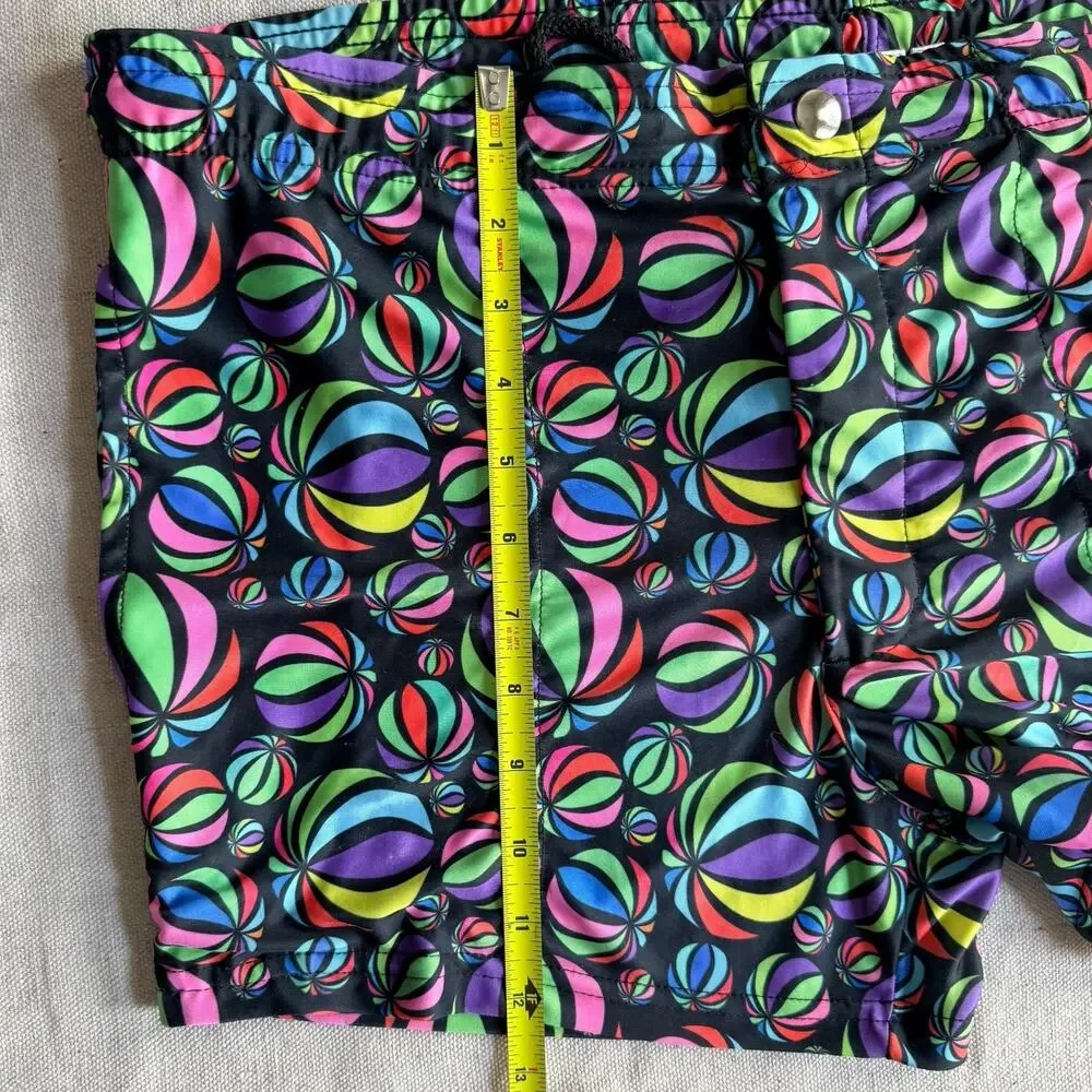 Ball Beachwear Swim Shorts Men's XL Pool Retro Psychedelic Geometric Pattern